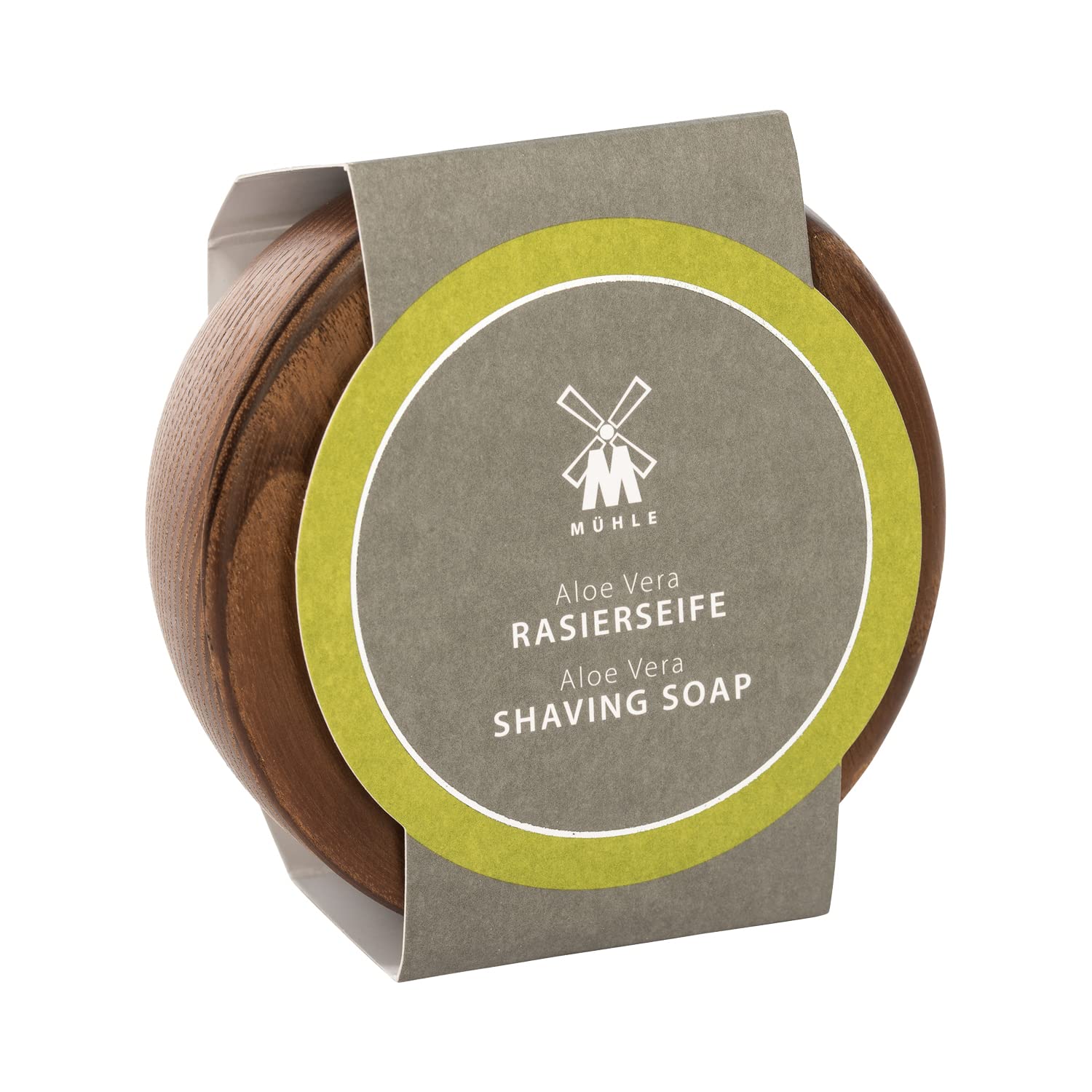 MÜHLE Kit de savon à raser - Bol en bois avec savon à raser - Aloe Vera pour peaux sensibles - Végétalien, doux et nourrissant - 65 g