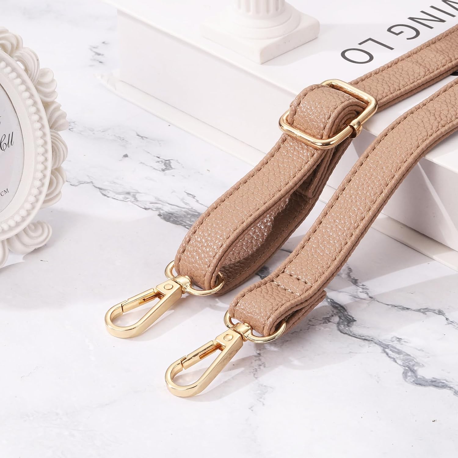Leather Purse Straps [1Pcs] - 51.2 Inch Adjustable Strap Replacement for Handbags Use for Purse & Crossbody Bag & Handbag - [Brown & Gold] - Image 4