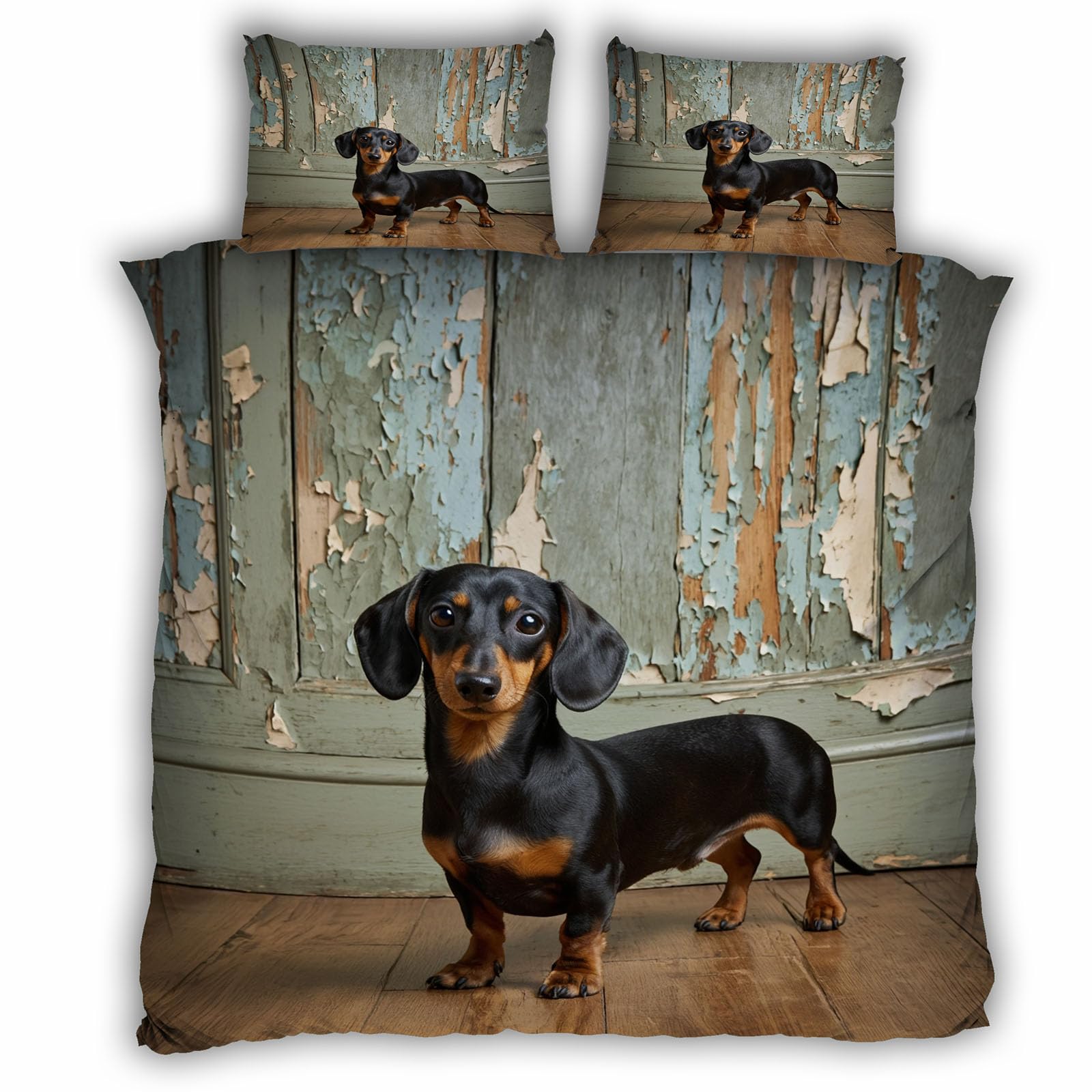 Generisch 3D Dackel Bettwäsche 200x200 cm 3teilig Süßer Hund Bettbezug mit Reißverschluss 100% Mikrofaser Leicht Atmungsaktive Bettwaren Set mit 2 Kissenbezüge 80x80（MXX 4-4）