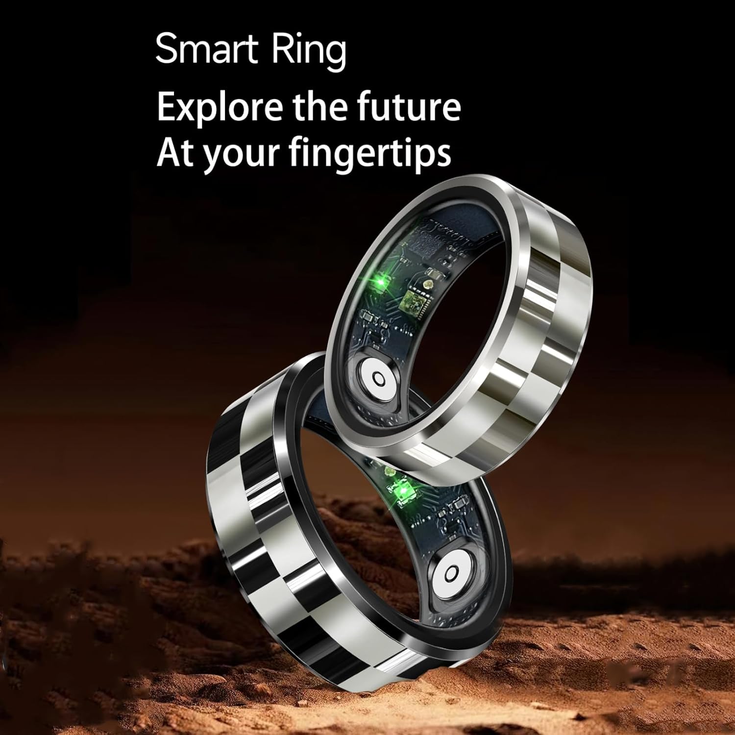 Taoke Smart Ring, Health Fitness Tracker with Heart Rate Blood Oxygen Sleep Tracker Steps Tracker IP68 Waterproof Fitness Ring with Charging Base (Silver, 8)