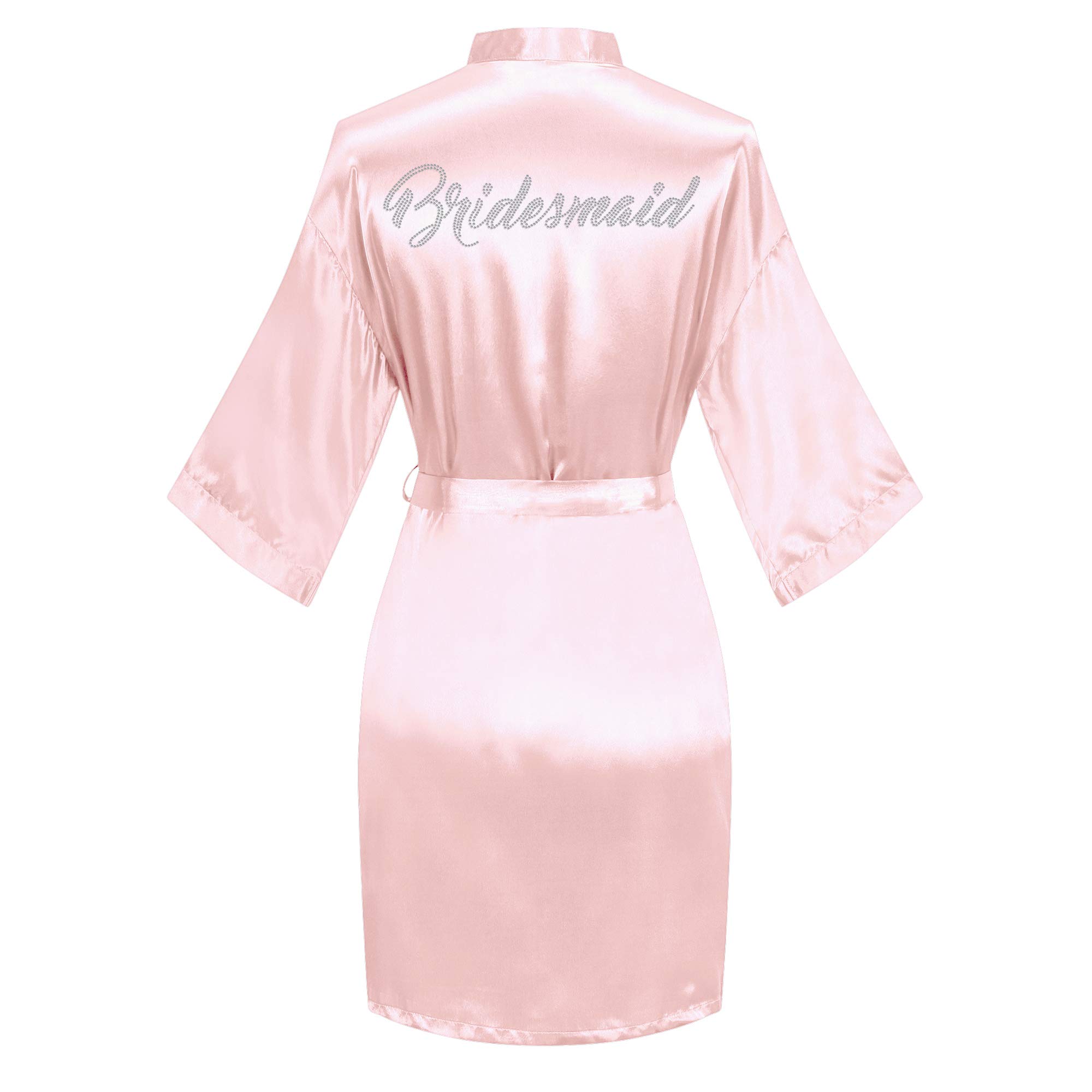 Bata de baño de 6 piezas para novia y dama de honor con diamantes de imitación, vestido tipo kimono