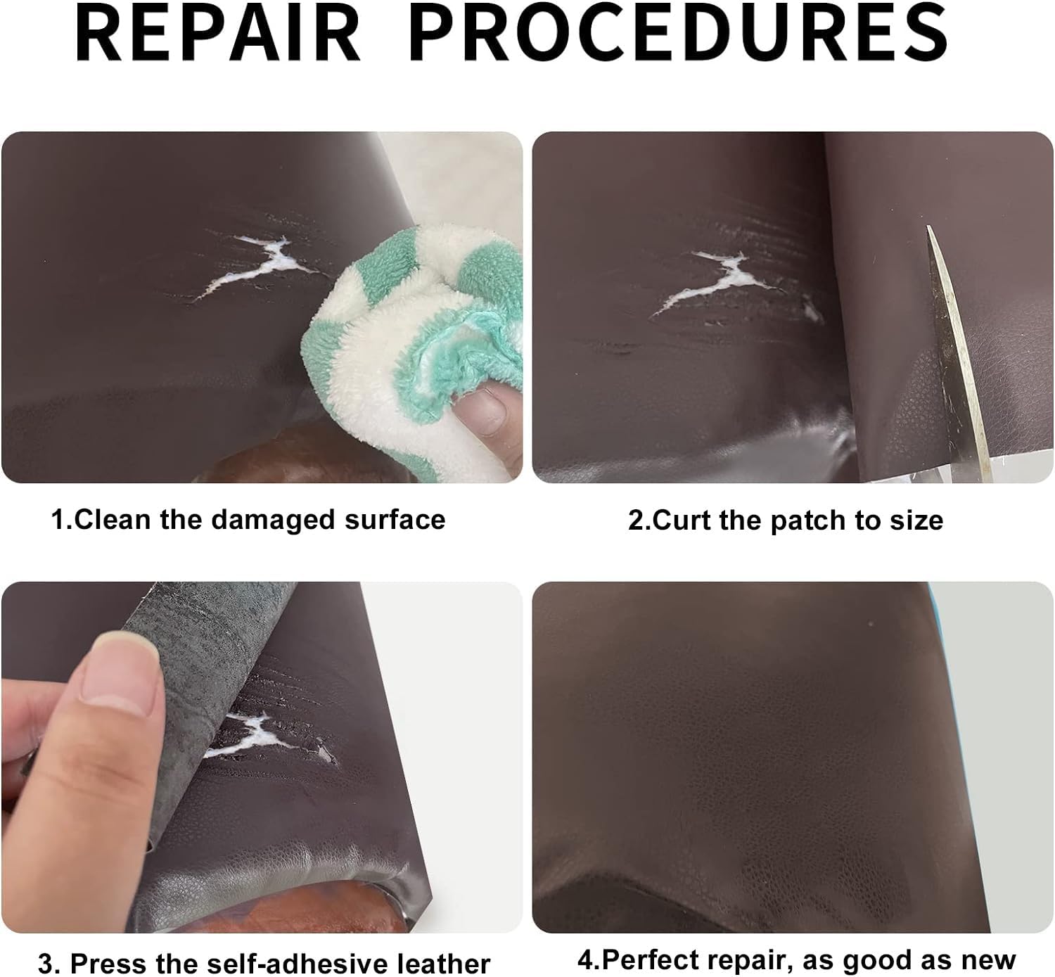 Leather Repair Patch, 17X158 Inch Self Adhesive Leather Repair, Large Vinyl Patch Tape for Couches, Furniture, Car Seats, Cabinets, Wall, Handbags （Dark Brown, 17X158 Inch）