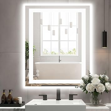 20% off: Sweetcrispy 32"x 40" Smart Anti-Fog LED Bathroom Mirror with Lights and 3 Color Temperatures, Dimmable, …