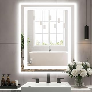 Sweetcrispy 32"x 40" Smart Anti-Fog LED Bathroom Mirror with Lights and 3 Color Temperatures, Dimmable, Memory Function, Rectangle Modern Vanity Mirror