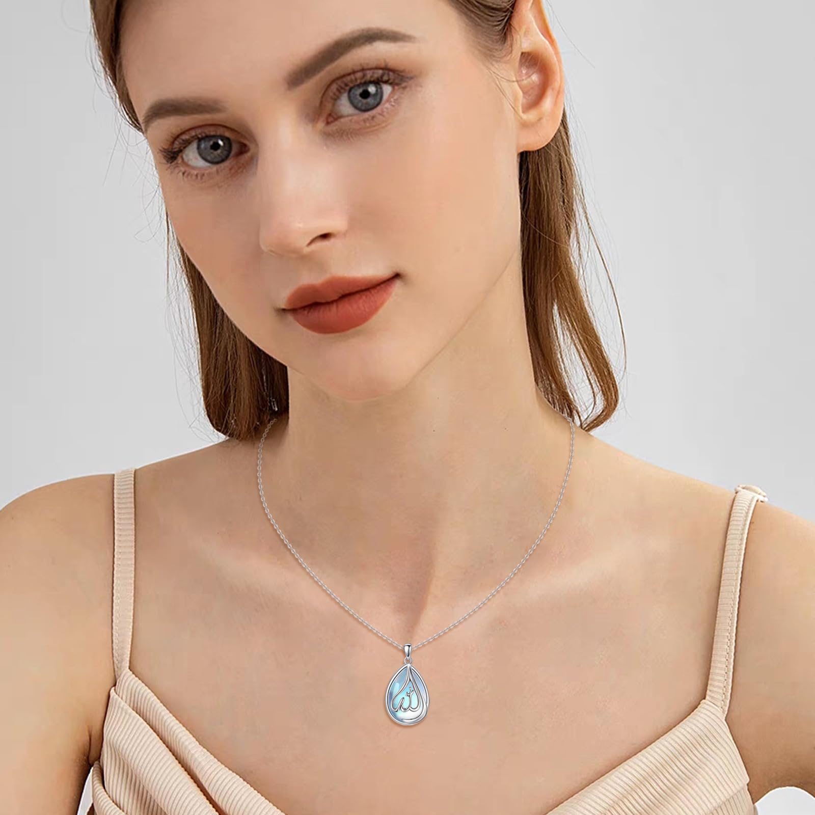 POPLYKE muslimischen islamischen religiösen Anhänger Halskette für Frauen Sterling Silber religiösen Allah-Schmuck Geschenk