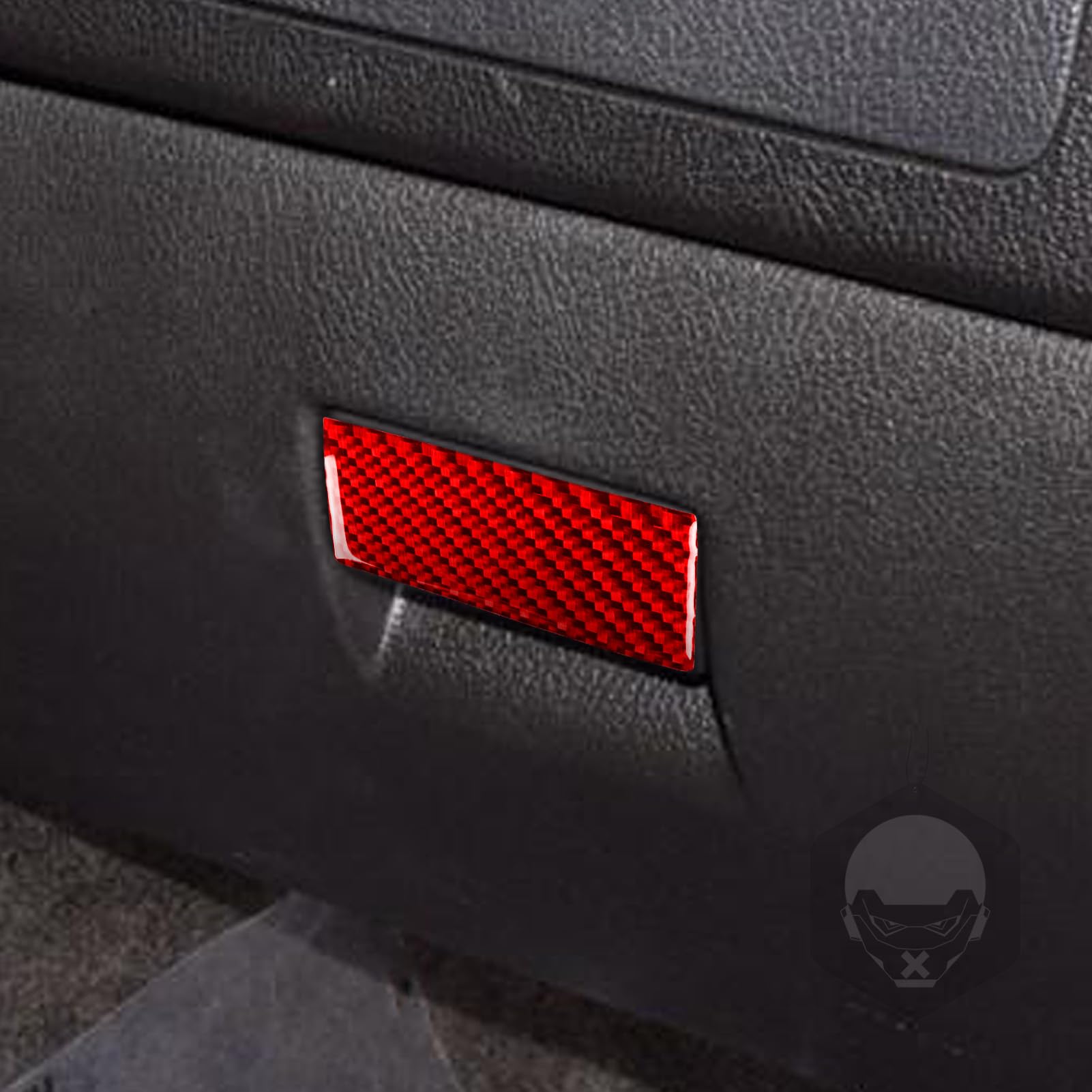 PJFUS Real Premium Carbon Fiber Car Co-Pilot Glove Storage Box Handle Switch Panel Cover Soft Sticker Compatible with Hummer H3 2006 2007 2008 2009 2010 Auto Interior Accessories red