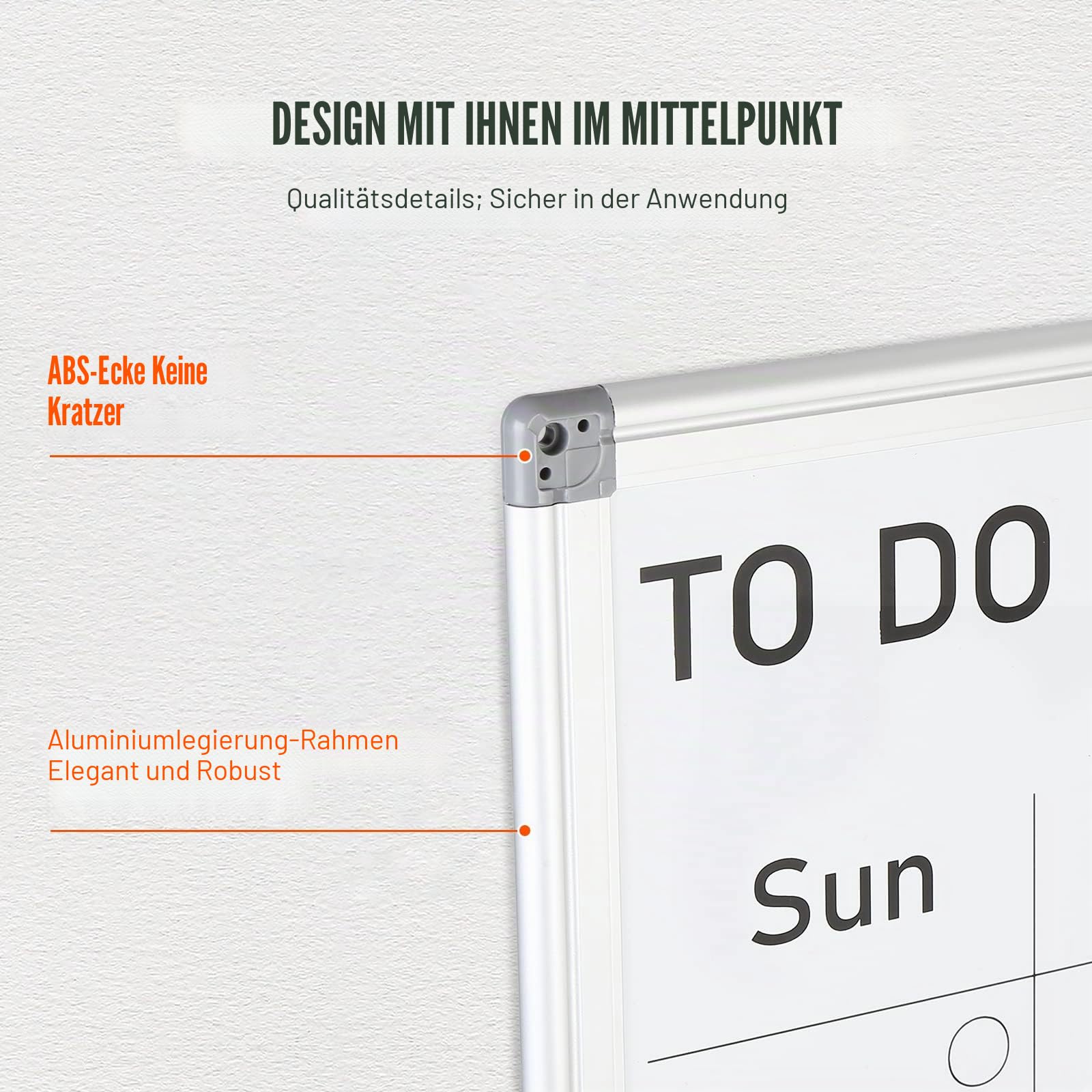 VEVOR Kalender Whiteboard Beschreibbare Magnettafel 915 x 610 mm, Memoboard inkl. 2 Stifte +6 Magnete + 1 Löscher