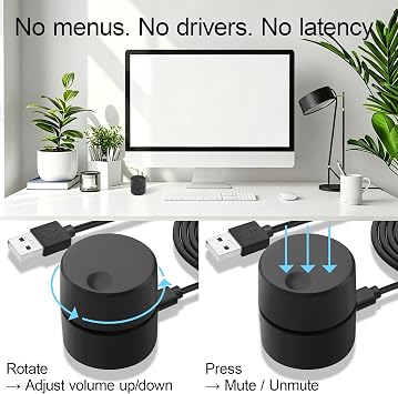 USB Volume Control Knob Physical Audio Control with Magnetic Base