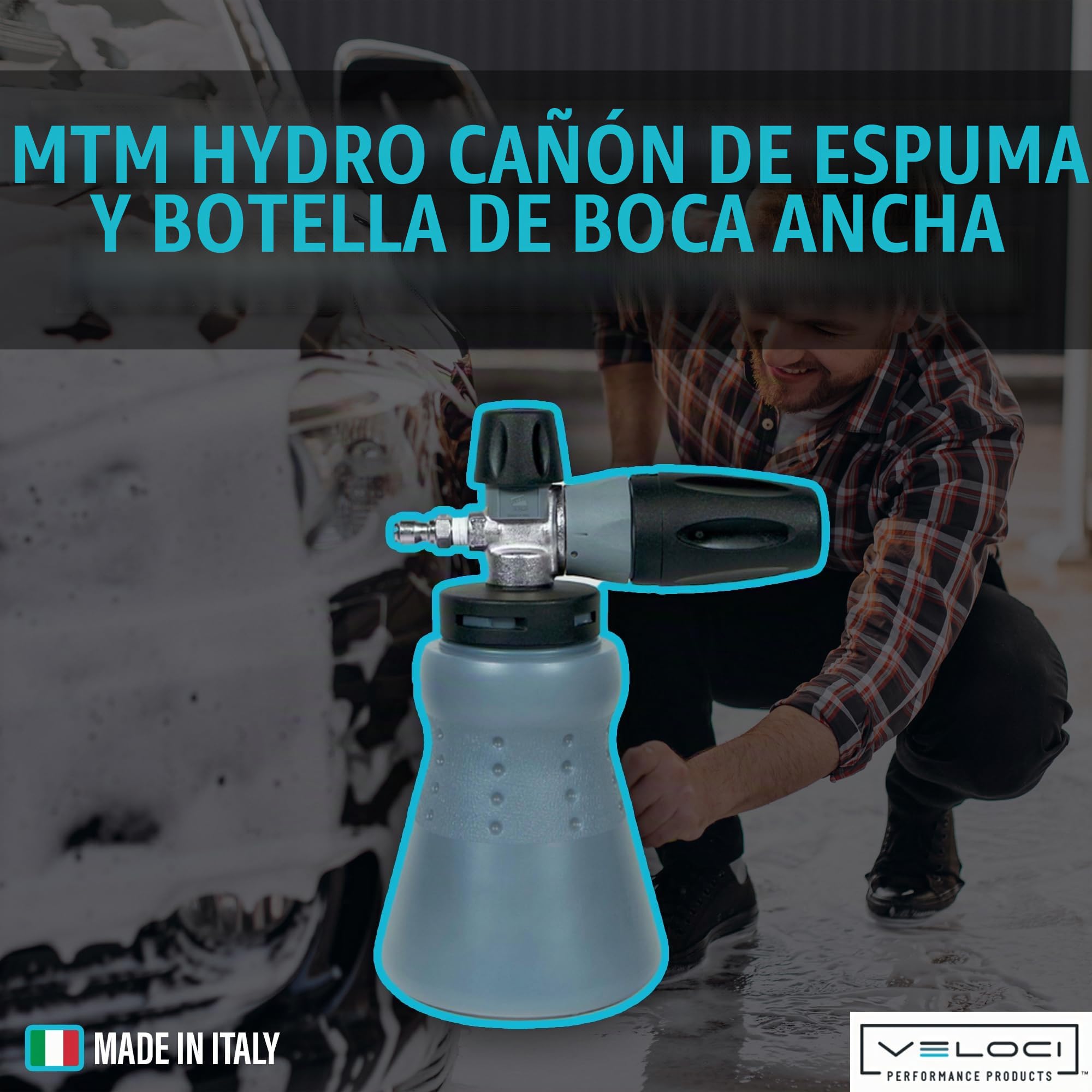 MTM Hydro Varita y botella de cañón de espuma PF22.2 Kit de boquilla ajustable y depósito - Lavadora de espuma de alta presión para lavado y detalles profesionales para automóviles, barcos, etc.