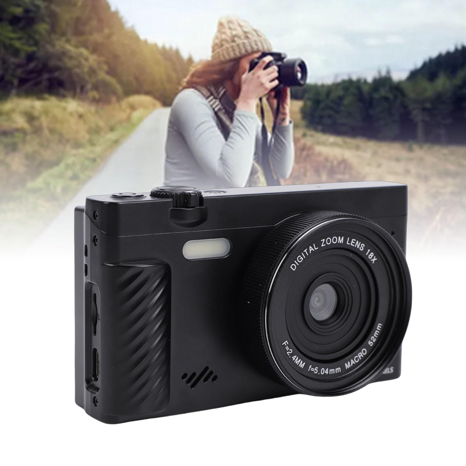 Annadue Fotocamera Digitale 4K da 75 MP, Fotocamera WiFi con Zoom 18X con Schermo Ribaltabile da 3 Pollici a 180 Gradi, Funzione Abbellimento, Rallentatore, Batteria da 950 MAh (BLACK)