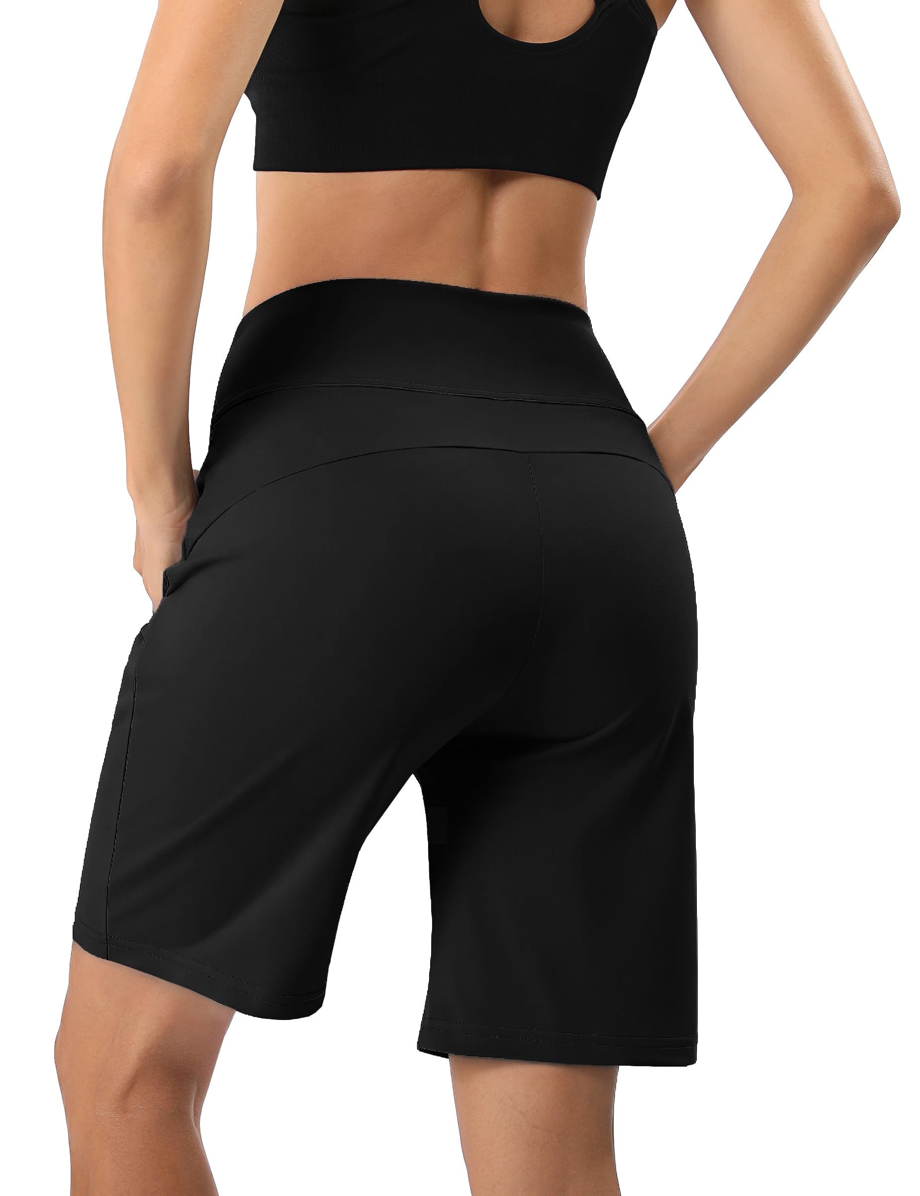 Litherday Short Femme Été Bermuda Taille Haute Pantalon de Yoga Jambe Large Pantalon de Sport Lounge Stretch Short de Course Mi Long Pantalon de Randonnée Activewear Pantalon avec Poches S-XXL - 3