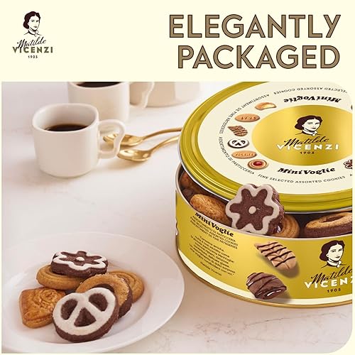 Miniatura 5 de Matilde Vicenzi Minivoglie - Lata de regalo de galletas de mantequilla italiana y pasteles crujientes de té/café, aperitivos de panadería navideña