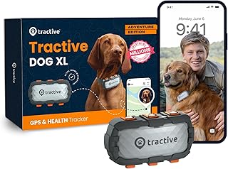 tractive Smart Dog Tracker XL Adventure | 1 Month Battery | Real-Time GPS Tracking | Escape & Health Alerts | Vitals Monit...