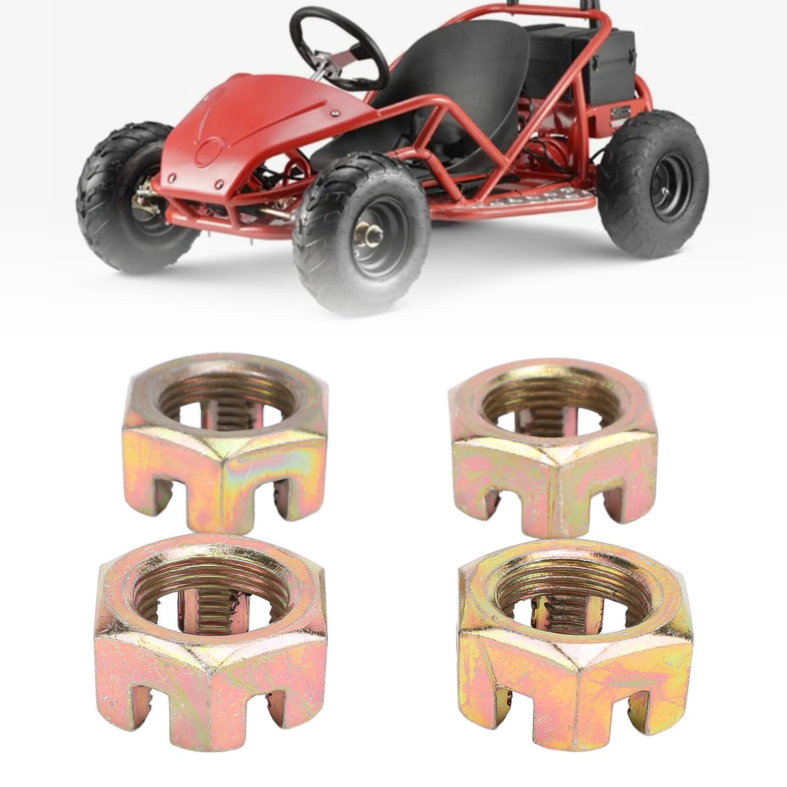 Lot de 4 écrous d'essieu de Moyeu de Roue Crénelés en Acier allié de qualité Supérieure de 20 Mm pour une Conduite Améliorée, Meilleure Nce et Ility, Compatible avec Quad Dirt