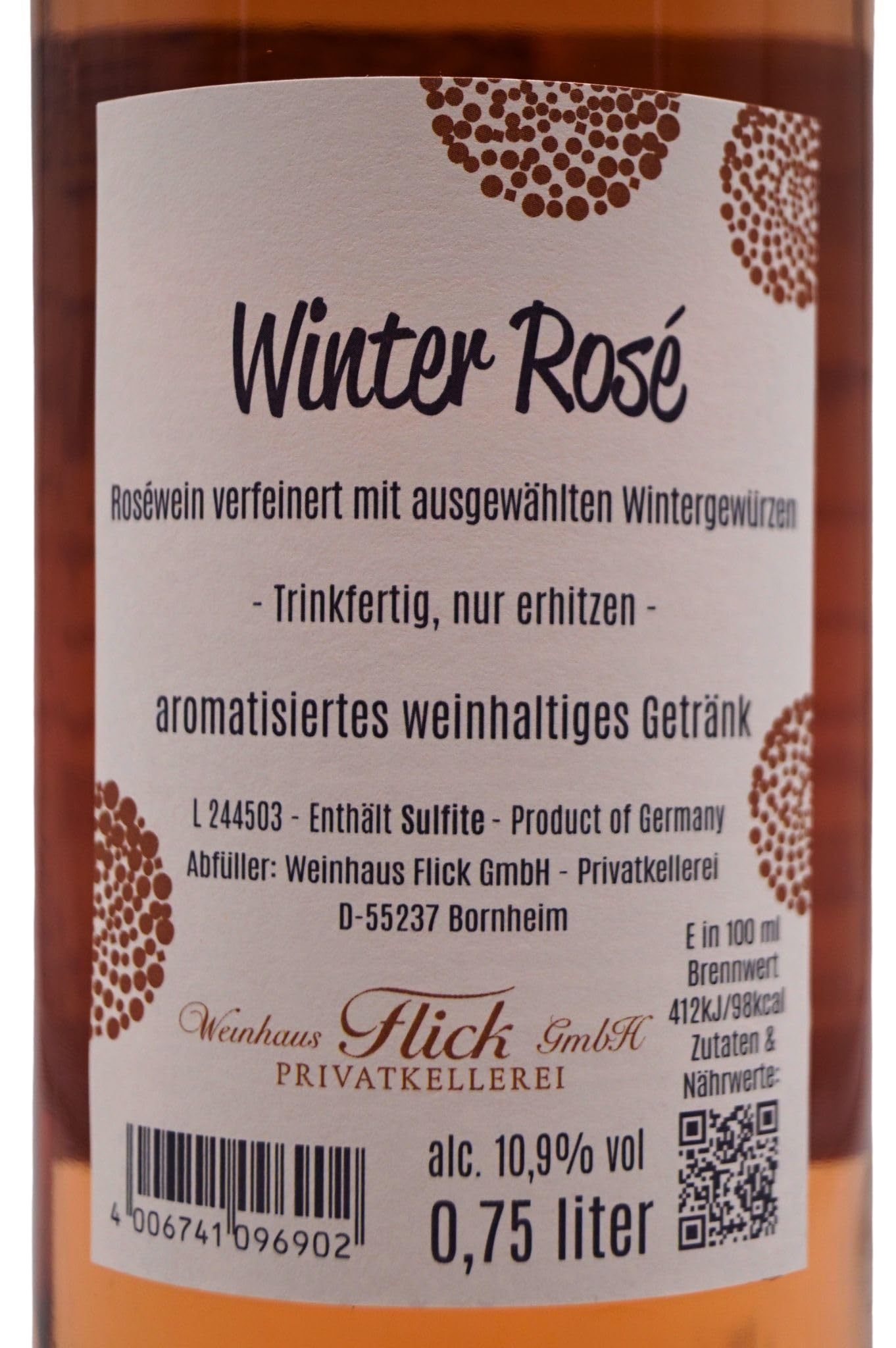 Weinhaus Flick Glühwein Winter Rose 12x0,75L | Der ausergewöhnliche Glühwein für Weihnachten und den Advent!