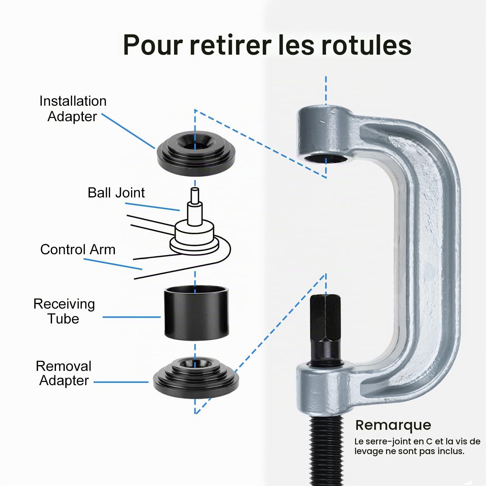 BOOMSTART Adaptateur de Service conjoint à Balle à Balle 14pcs Ensemble pour Le séparateur de démontage de réparation de Voitures