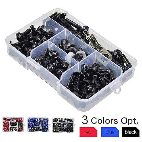 Miniatura 8 de Kit de pernos de carenado de motocicleta, 177 piezas M5 M6 Tornillos de parabrisas de motocicleta Coloridos Tornillos de carenado, Kit de clips de
