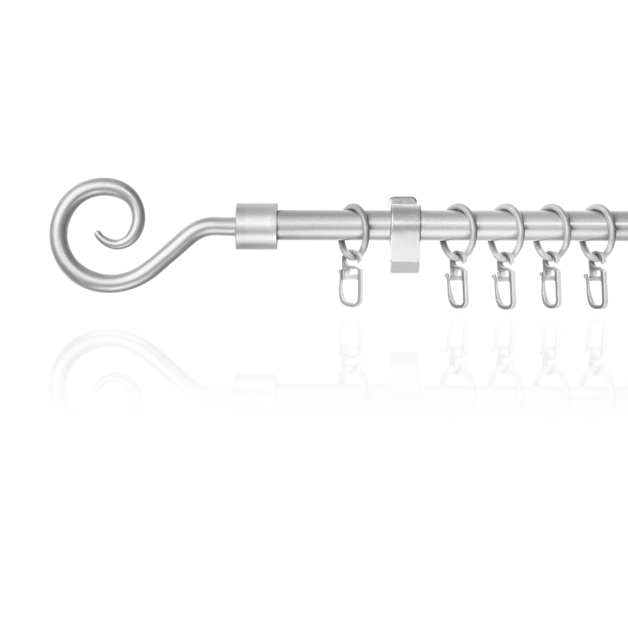 Lichtblick Gardinenstange Kringel, 16 mm, ausziehbar, 1 läufig, Silber