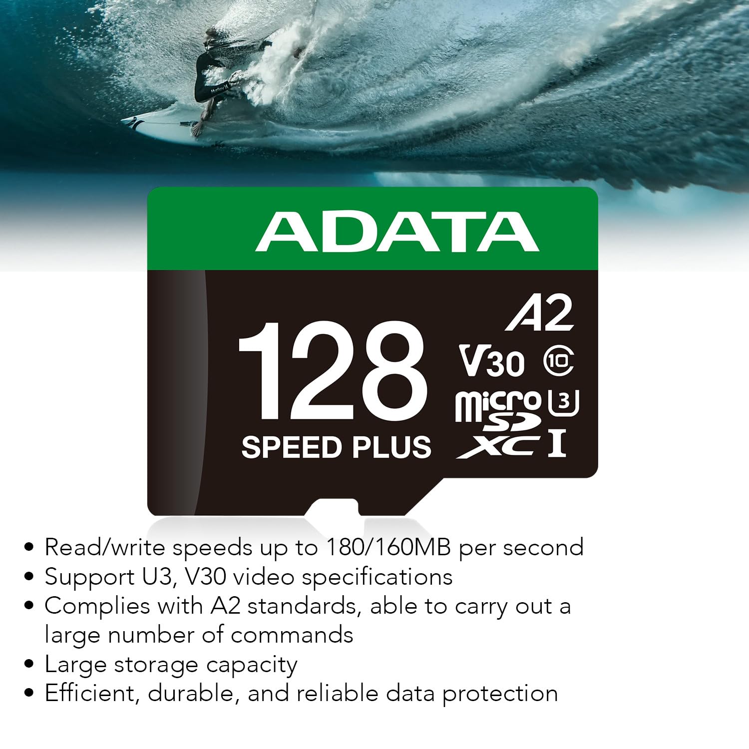Amazon.com: ADATA Speed Plus 128GB microSDXC UHS-I U3 Class 10 A2