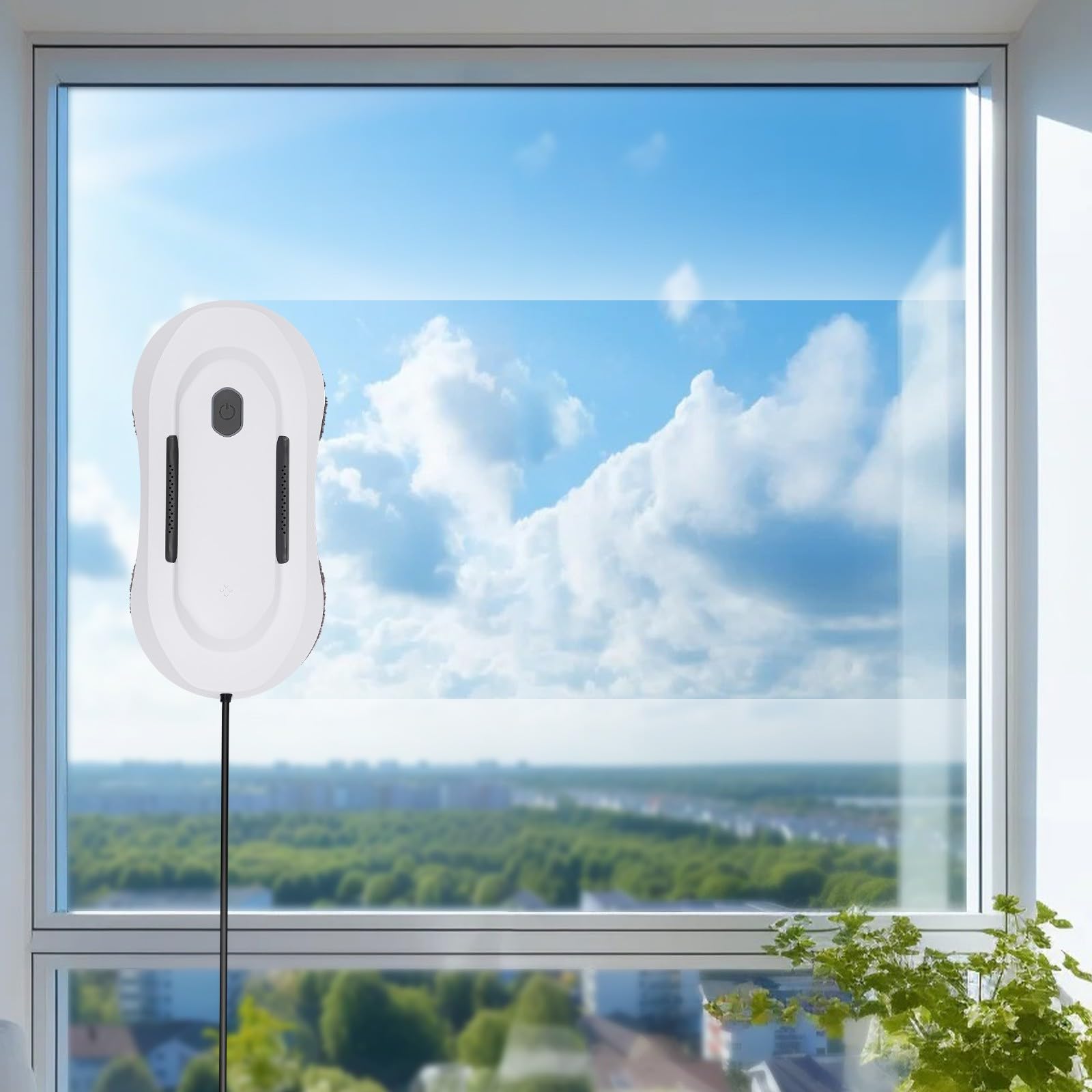 Fensterreiniger Fensterputzer Window Cleaner für Fensterreinigung mit Fernbedienung 2800 Pa Saugkraft und 50ml Wassertank für Glas Fenster und Fensterputzen Set mit 10 Reinigungstüchern