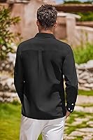 Vista 33 de COOFANDY Camisa Oxford de manga larga con botones para hombre, camisas de vestir de ajuste regular