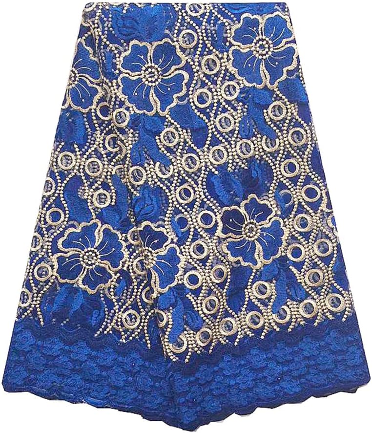 African Lace Fabric 5 Yards 2023 White Nigerian Lace Fabric Weddings Teal Green French Net Lace Embroidery BB812(Royal)