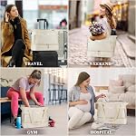 Gym Bag for Women, Sports Travel Duffel Bag with USB Charging Port, Weekender Overnight Bag with Wet Pocket and Shoes Compartment for Women Girls Travel, Gym, Yoga, School (Off White)