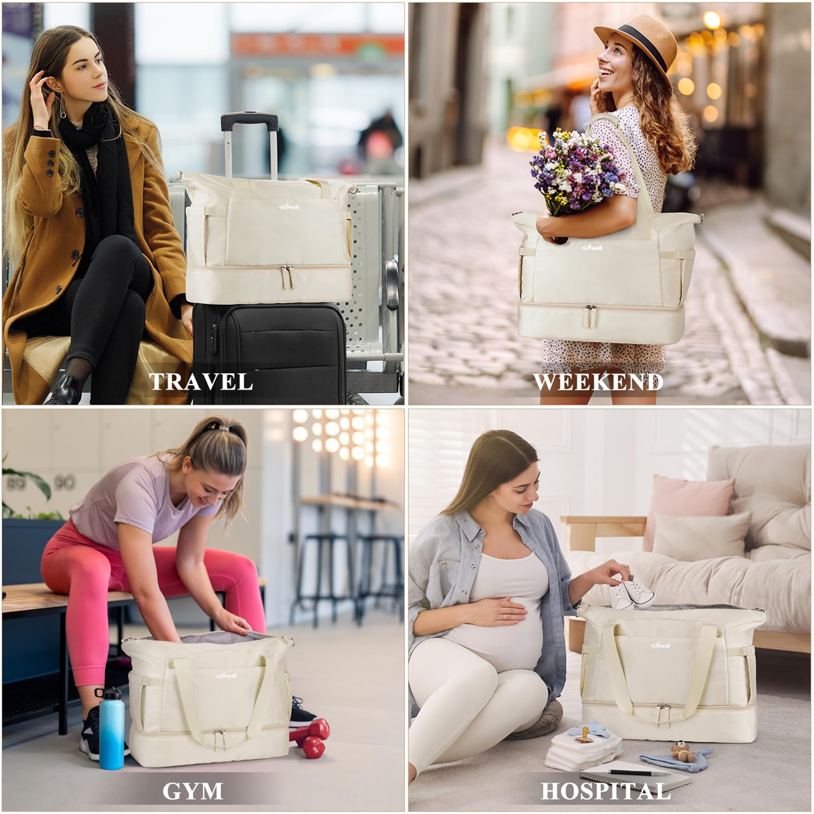 Gym Bag for Women, Personal Item Travel Bag with Shoes Compartment for Trip view 5