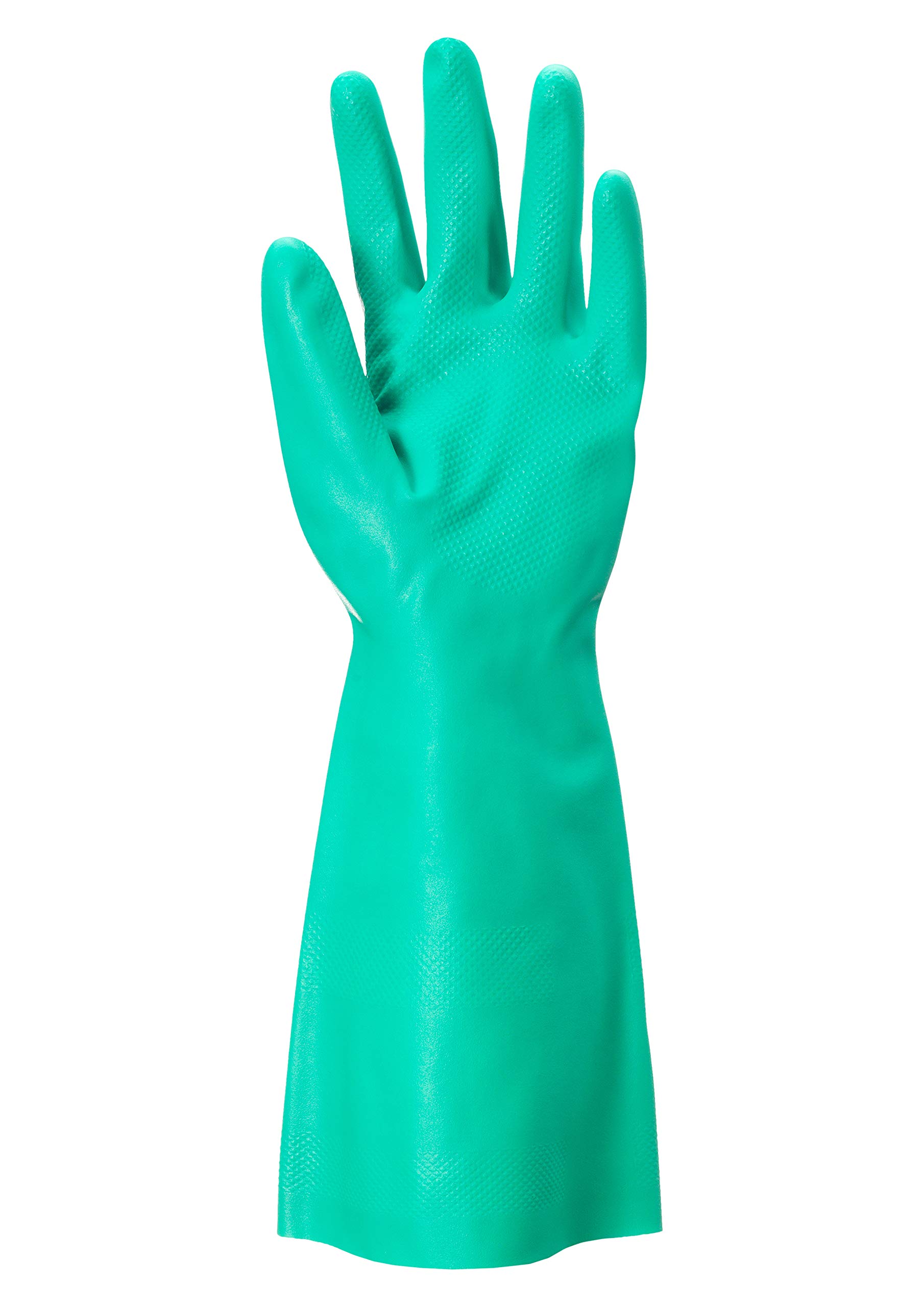 Ansell AlphaTec 37-695 Gants Protection Chimique en Nitrile, Gant Impérméable Très Résistant Liquides et Solvants, EPI Homme Femme, Réutilisable, Vert, Taille L (12 Paires)