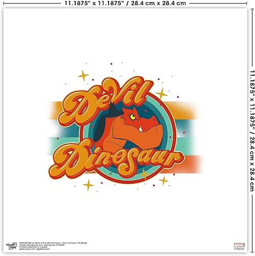 Miniatura 6 de Trends International Gallery Pops Marvel Moon Girl and Devil Dinosaur - Arte de pared con insignia de dinosaurio diablo de los años 70, versión sin