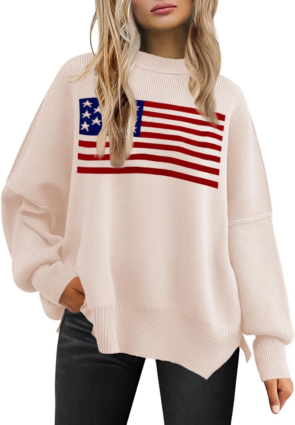 Women's Oversized Sweaters 2025 Crewneck Long Sleeve Batwing Pullover Tops