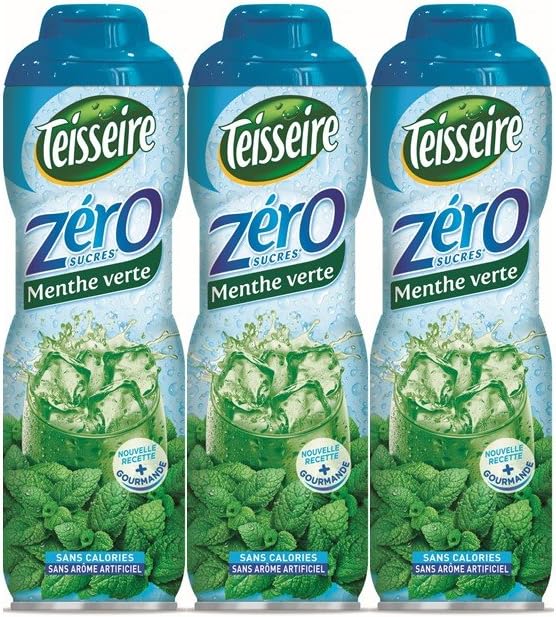 Pack of 3 syrups Teisseire 0% Sugar Green Mint - 3 x 600ml