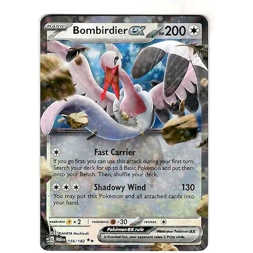 Pokemon - Bombirdier ex 156/182 - Paradox Rift - Tera Double Rare - Single Card