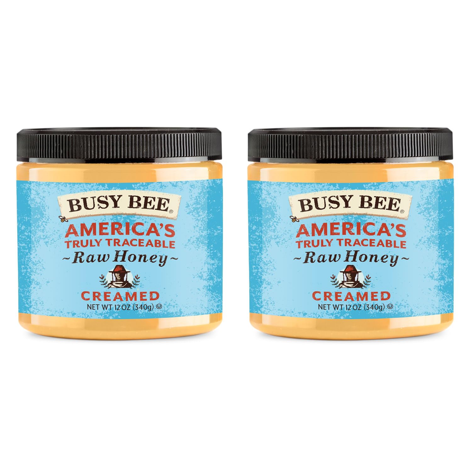 Busy Bee Creamed Raw Unfiltered Honey, 12 OZ (Pack of 2), Made in the USA