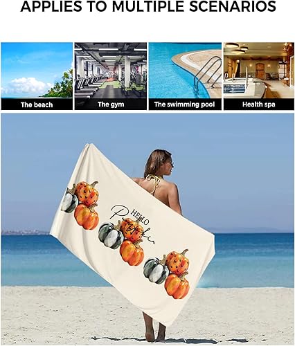 Miniatura 6 de Orange Green Pumpkins Bath Towels for Bathroom Set - Luxury Towels Gifts for Women,Quick Dry Beach Kitchen Hand Hair Face Yoga Workout Gym Towel and