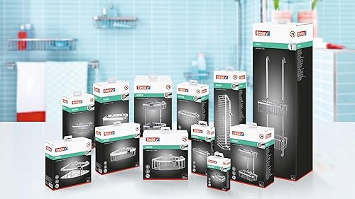 Miniatura 9 de tesa UK 40206-00000-00 tesa Aluxx - Organizador grande para ducha de baño, cesta de estante, aluminio cromado, adhesivo extraíble, 3.622 in x 17.717