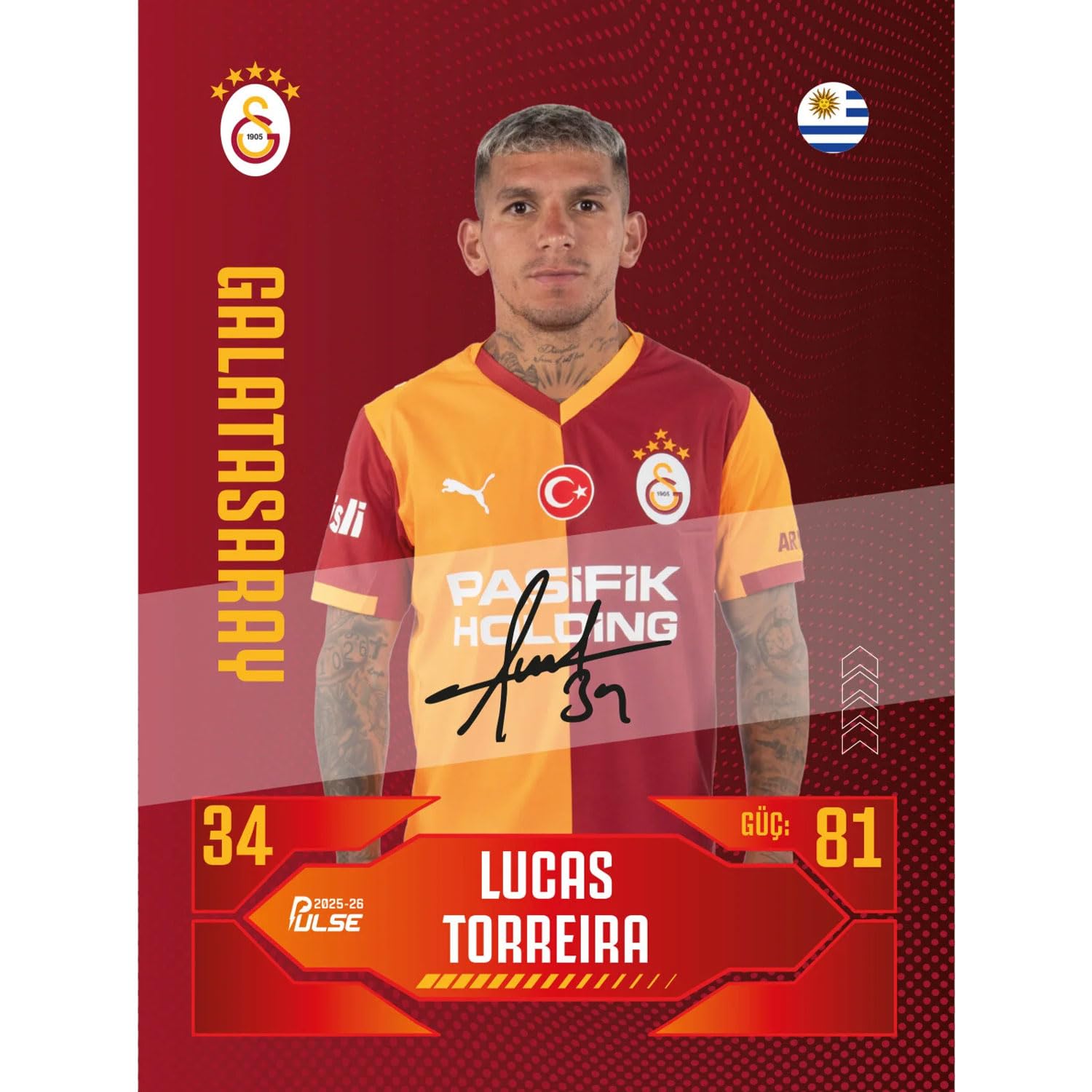 Galatasaray Cimbom Pulse Lot de 10 Cartes de Football à Collectionner 2025/2026 avec 1 Carte signée numérique – Articles de Fan Boîte à Collectionner – Osimhen Icardi Sané