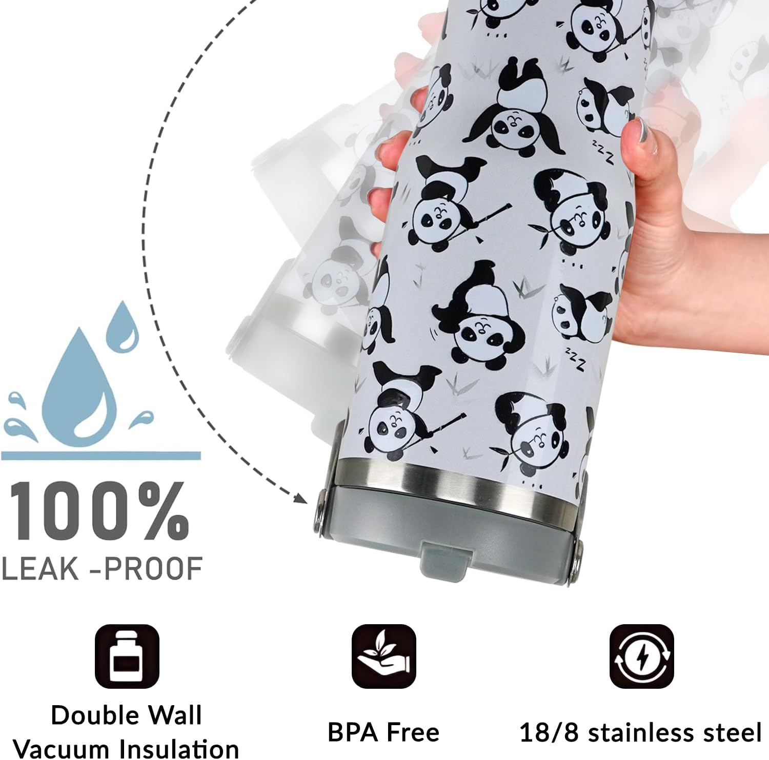 Panda Gifts for Women 30 oz Panda Tumbler with Handle Coffee Cup Tumblers with Flip Straw and Top Handle Stainless Steel Coffee Mug 30oz - Image 5