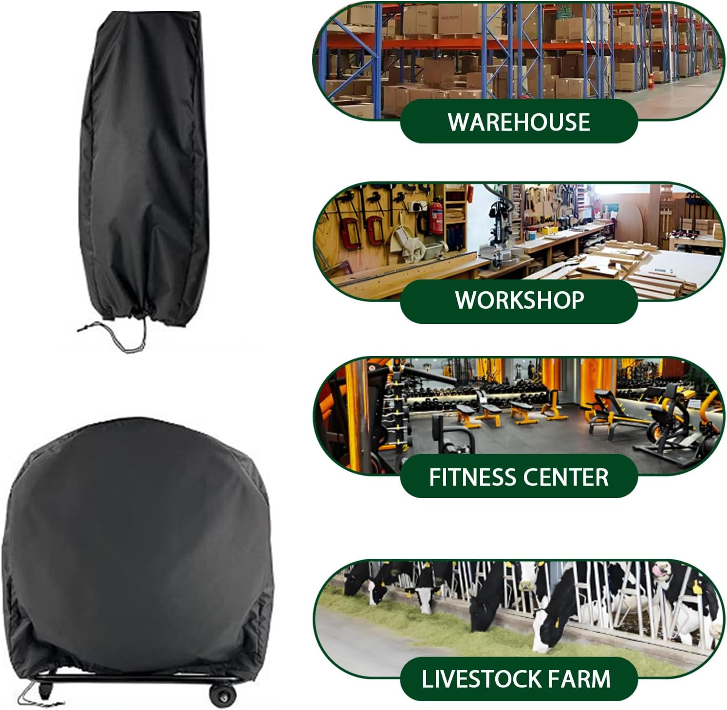 Industrial Fan Cover, 600D Oxford Heavy Duty Outdoor Cover, Waterproof & Dustproof Fits Up to 30" High-Velocity Movement Drum Fan All-weather Protection