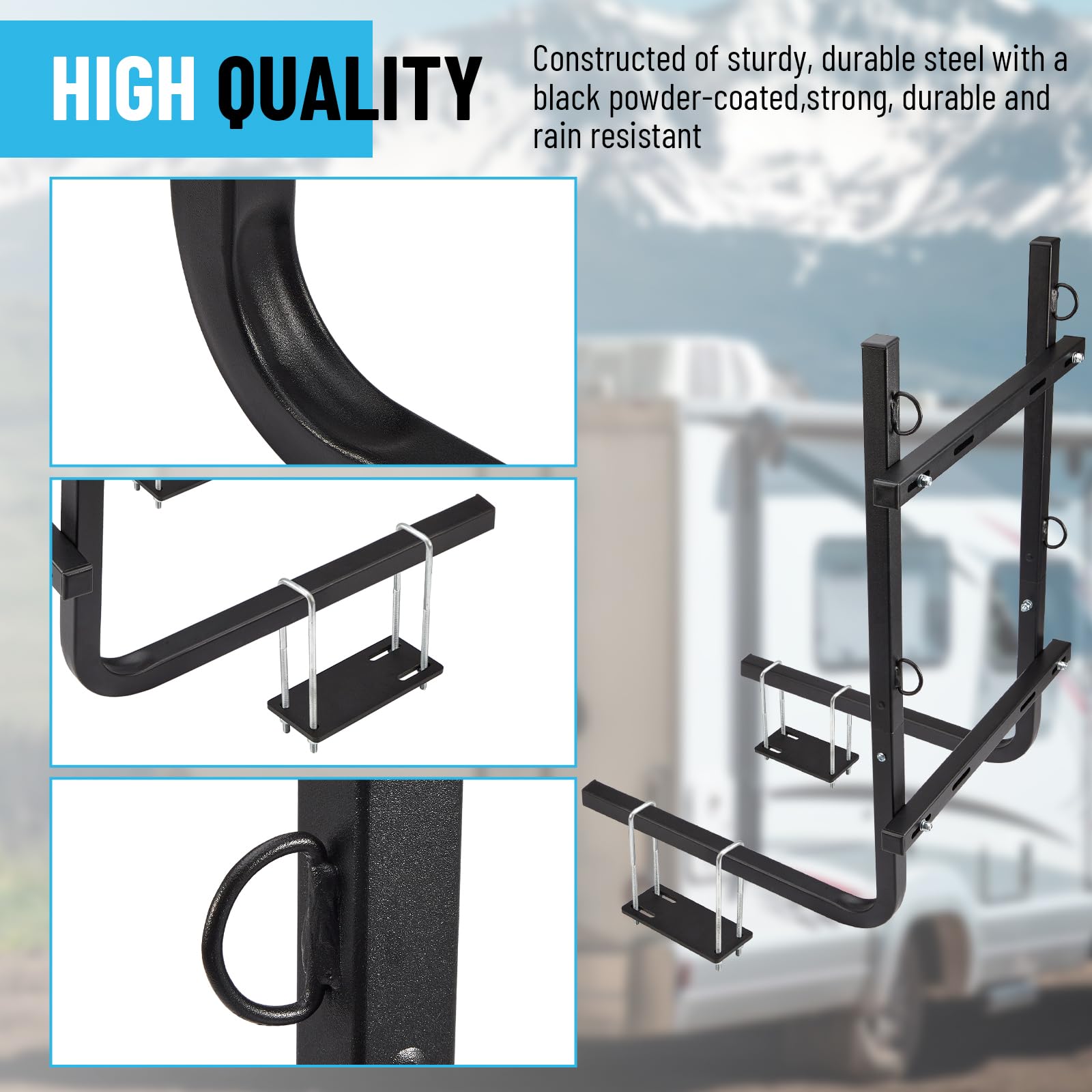 Supporto per serbatoio di rifiuti portatile aggiornato per serbatoio di rifiuti portatile compatibile con serbatoi da 15, 21, 28 e 36 galloni per paraurti da 4 "o 4,5" include cinghie a