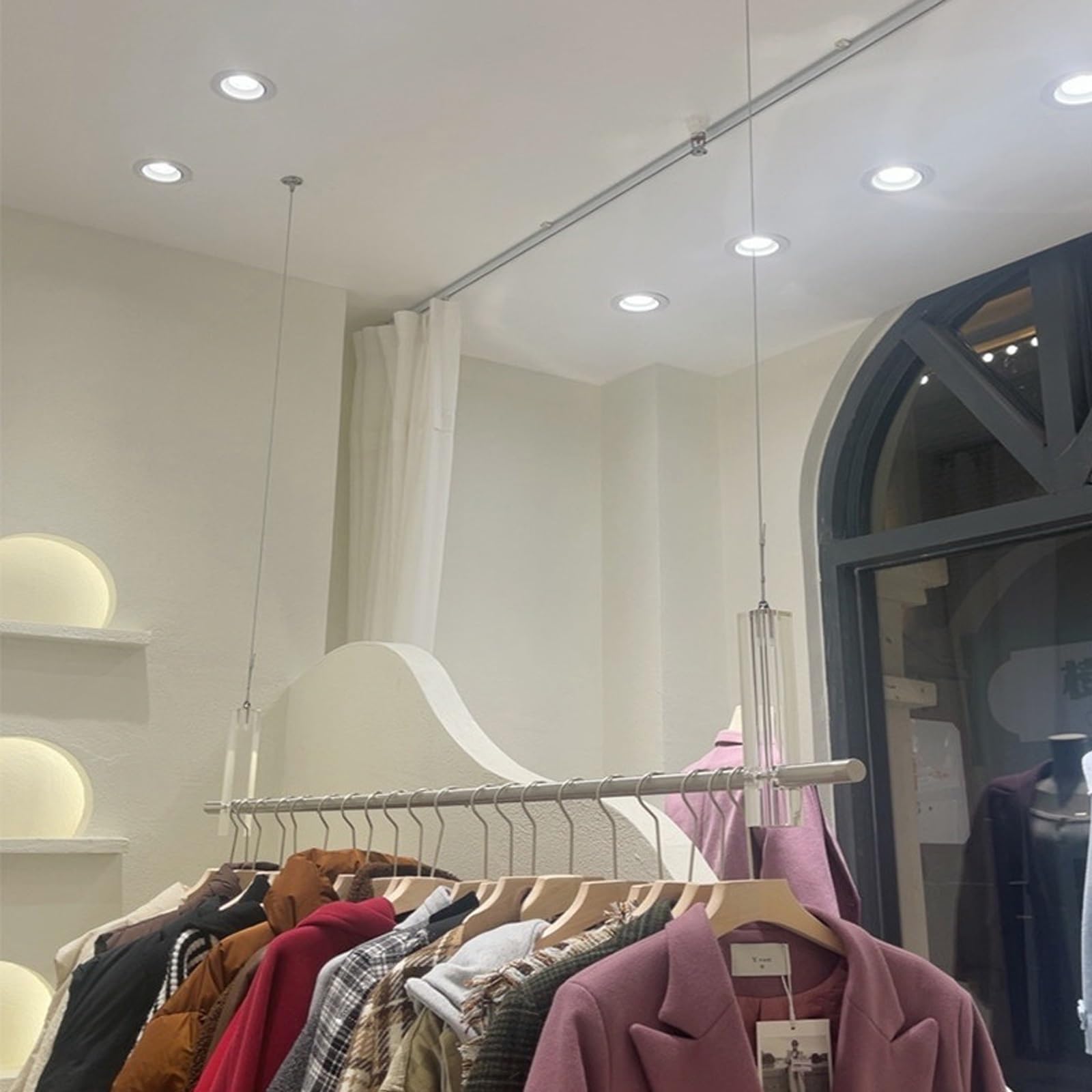 YNBSHGAA Ceiling-Mounted Garment Rack for Wedding Dresses - Adjustable Stainless Steel Clothes Rod - Ideal for Space-Saving nization and Display,size_name-80cm/31in