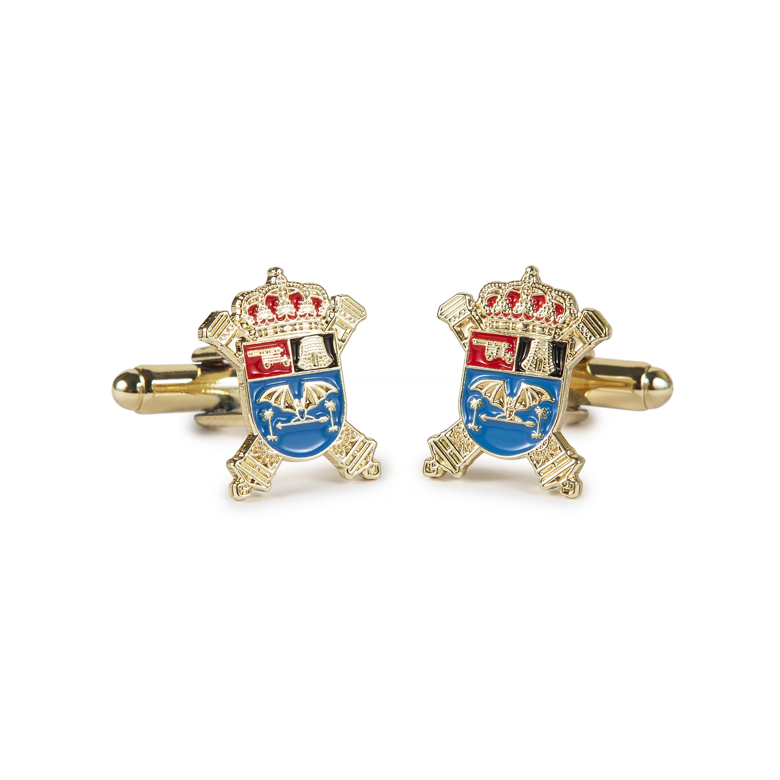 Gemelolandia | Gemelos de Camisa del Regimiento de Artillería Antiaérea - Dorado | Gemelos Originales Para Camisas | Para Hombres y Niños | Regalos Para Bodas, Comuniones, Bautizos y Otros Eventos