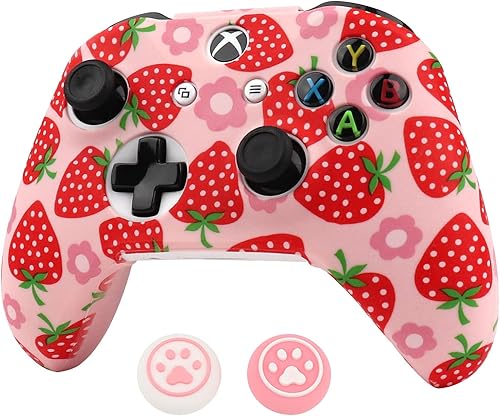 RALAN - Funda protectora de silicona antideslizante para control de Xbox One, compatible con Xbox 1 inalámbricacon cable, con 2 bonitas tapas de