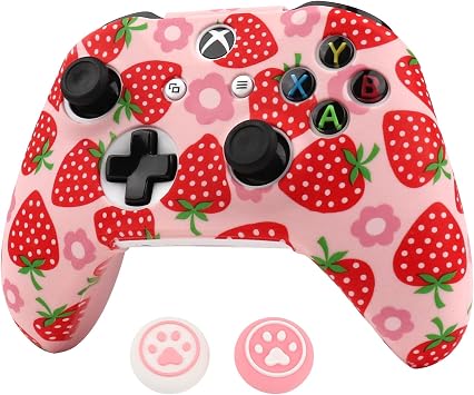 RALAN Controller Skin for Xbox One, Anti-Slip Silicone Controller Cover Protector Case Compatible for Xbox 1 Wireless/Wired Gamepad Joystick with 2 Cute Thumb Grips Caps.