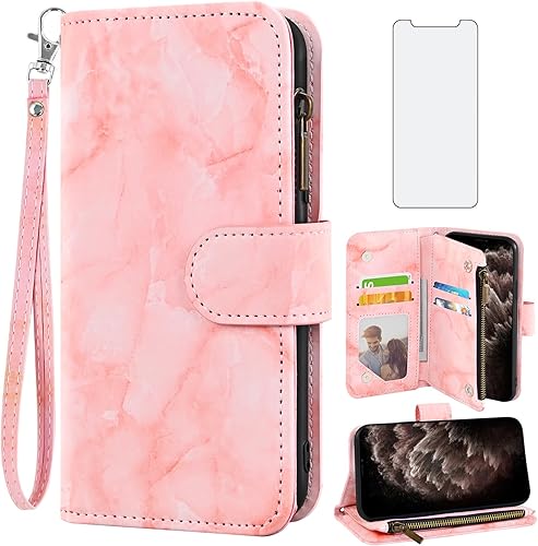 Asuwish Funda de teléfono para iPhone 11 Pro 5.8 Wallet Cell Cover con protector de pantalla de vidrio templado y soporte de ranura de cuero de