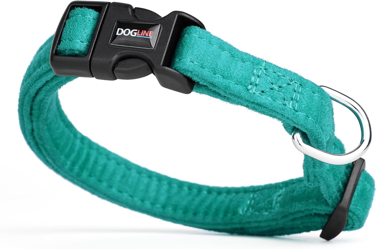 Dogline 5/8 x 11 to 17″ Comfort Microfiber Soft Padded Pet Puppy Dog Collar, Small/Medium, Teal