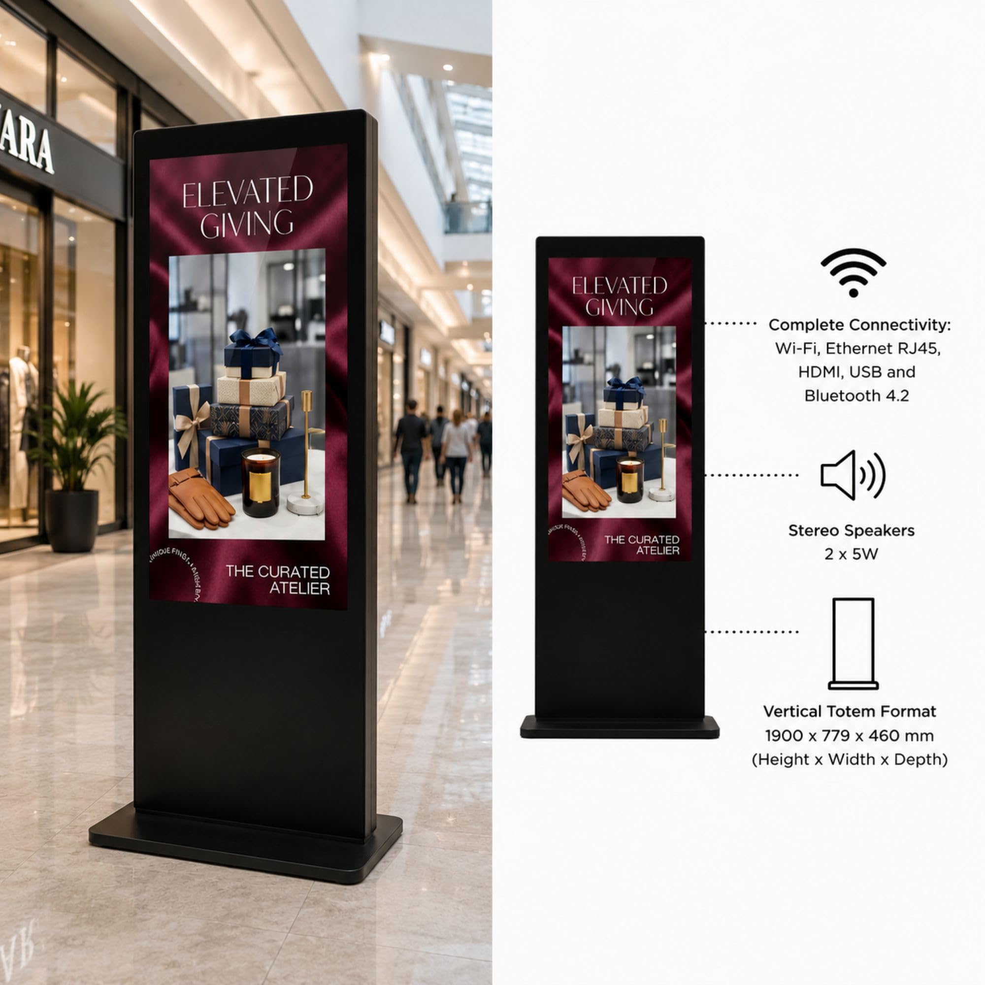 BARCELONA LED Totem Digitale 55" Touch Full HD Android Pubblicità