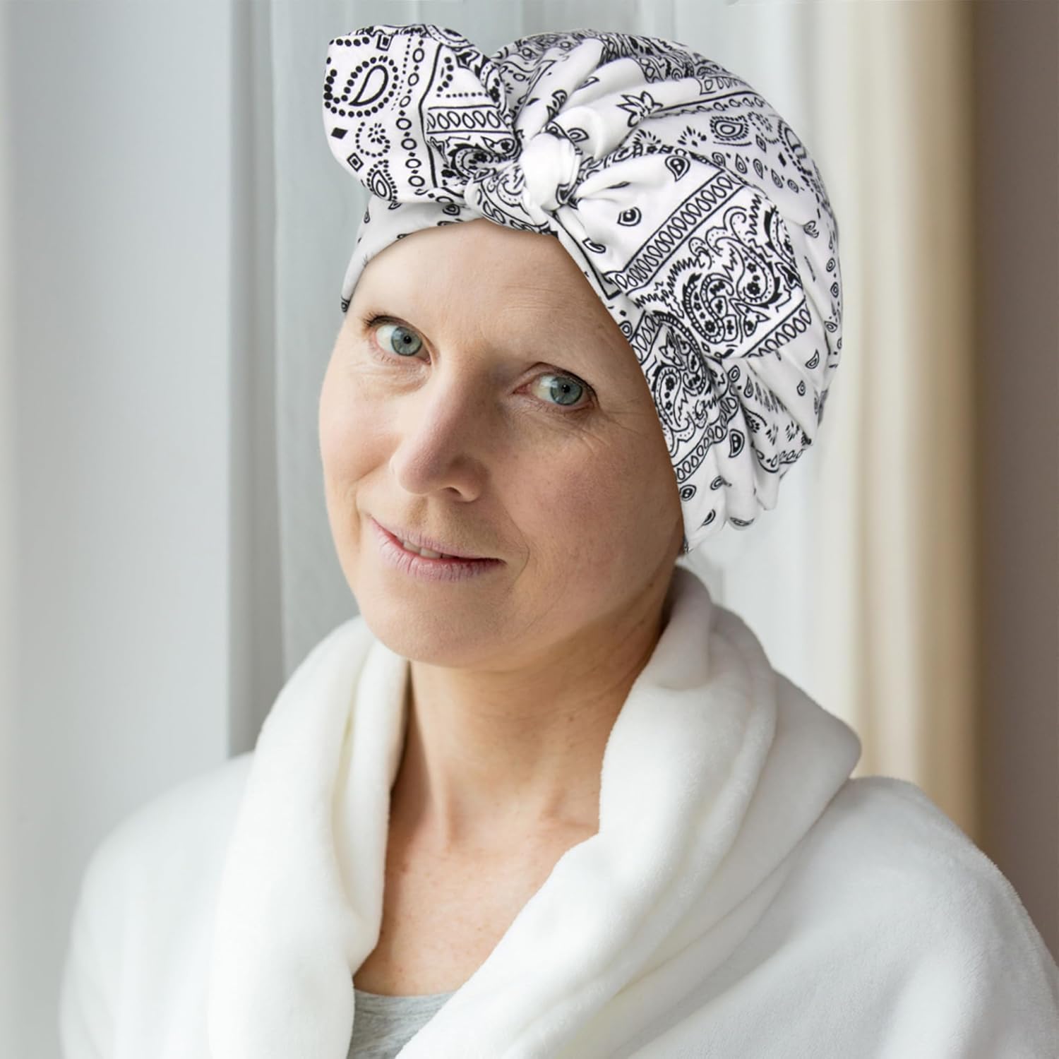 Babalet 3PCS Satin Lined Beanies for Women Pre-Tied Bowknot Chemo Headwear Silky Lined Cotton Sleeping Cap - Image 7