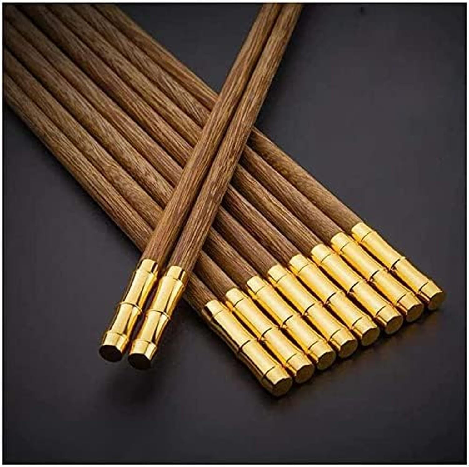 KGAIXN Reusable Chopsticks 10 Pairs Set, for Asian Meal, Red Sandalwood and Wing Wood, Unpainted Unwaxed Scented Wooden Chopsticks Gift Set for Cooking Dining, B