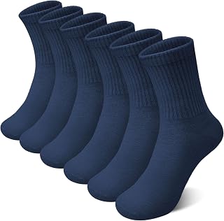 6 Pairs Kids Crew Socks Boys Girls Unisex Athletic Classics Cotton School Uniform Striped Socks
